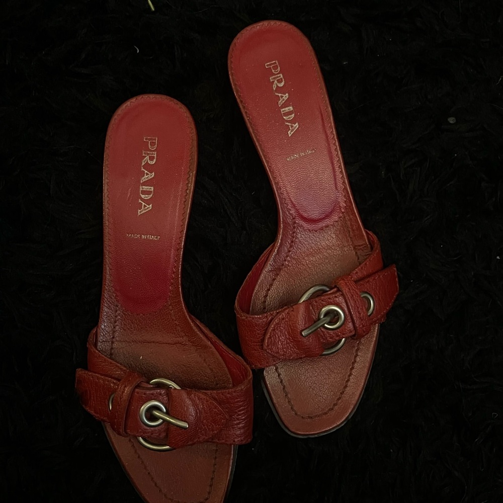 Prada Red kitten heels